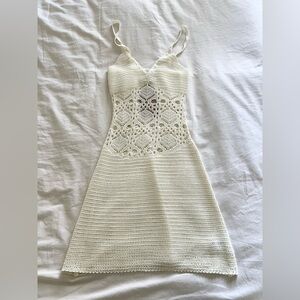 Meshki Everett Crochet Knit Mini Dress - Ivory